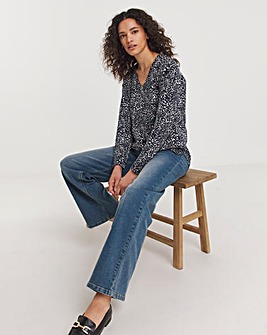 V Neck Long Sleeve Printed Top