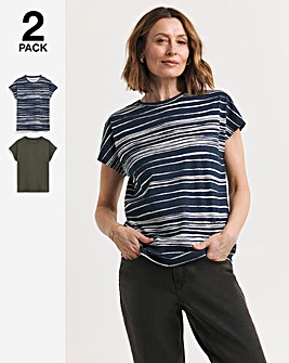 Khaki & Print 2 Pack The Relaxed T-Shirts