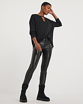 Black Cut Out Neck Long Sleeve Top
