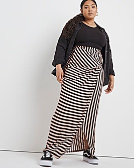 Jersey Striped Maxi Wrap Skirt