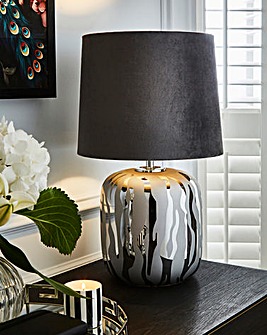 Joanna Hope Zebra Print Glass Table Lamp