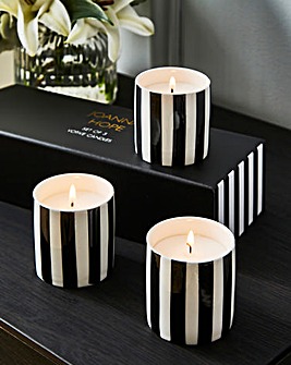 Joanna Hope Set of 3 Striped Ceramic Candles Giftset