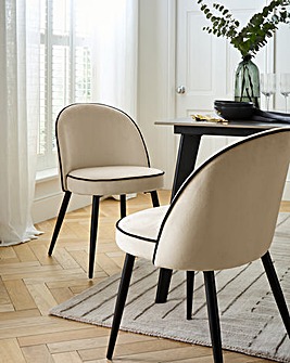 Camille Contrast Pipe Pair of Dining Chairs