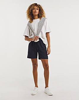 Navy Linen Mix Shorts