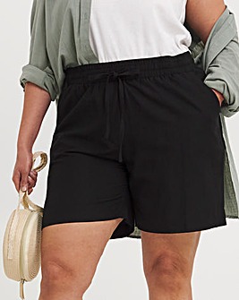 Black Linen Mix Shorts