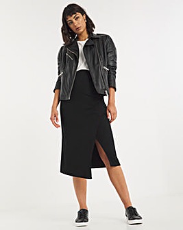 Black Ruched Jersey Pencil Skirt