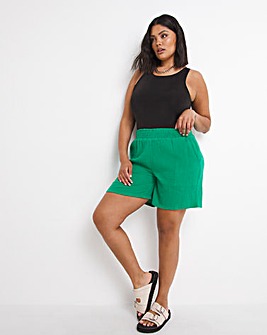 Green Cheesecloth Shorts
