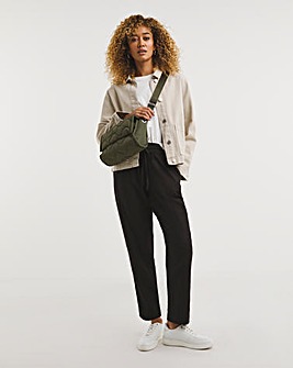 Black Linen Mix Tapered Trousers