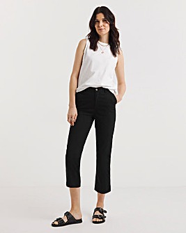 Black Stretch Chino Cropped Trousers