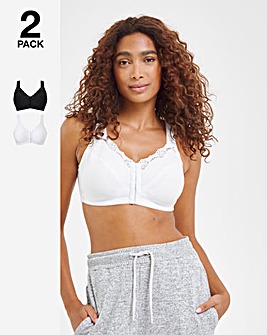 Pretty Secrets 2 Pack Back Support Bras B-DD White/Black