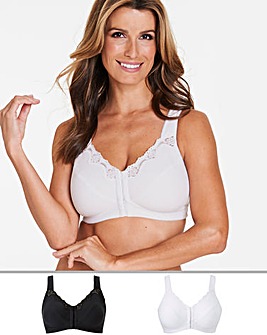 Naturally Close 2 Pack Sarah White/Black Back Support Bras