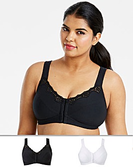Naturally Close 2 Pack Sarah White/Black Back Support Bras