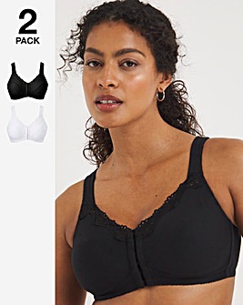2 Pack Sarah White/Black Back Support Bras