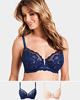Pretty Secrets 2 Pack Katie Blush/Navy Lace Full Cup Wired Bras