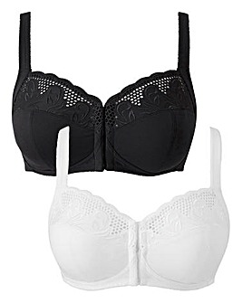 Naturally Close Elana 2 Pack Black/White Front Fastening Full Cup Bra