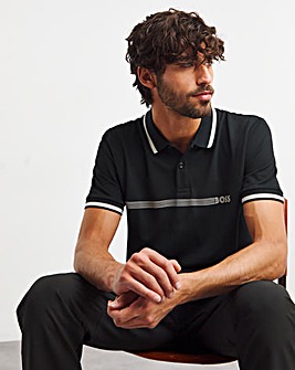 BOSS Short Sleeve Chest Stripe Black Polo