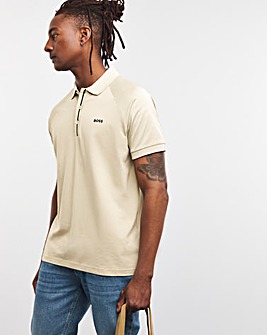 BOSS Short Sleeve Placket Detail Beige Polo