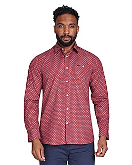 Raging Bull Long Sleeve Daisy Print Shirt Claret