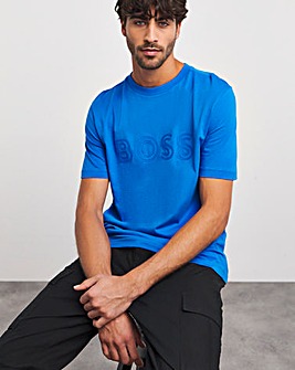 BOSS Short Sleeve Large Logo Bright Blue T-Shirt