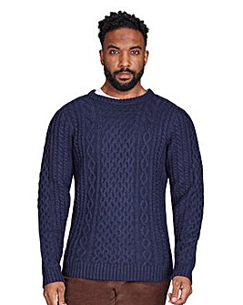 Raging Bull Chunky Cable Crew Neck Navy