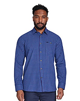 Raging Bull Long Sleeve Window Pane Brushed Cotton Shirt Navy