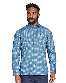 Raging Bull Long Sleeve Diamond Pattern Shirt Denim Blue