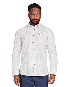 Raging Bull Long Sleeve Country Check Brushed Cotton Shirt White