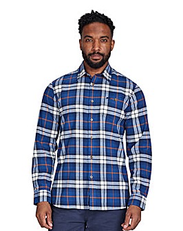 Raging Bull Long Sleeve Large Plaid Brushed Cotton Shirt Navy