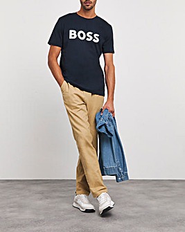 BOSS Short Sleeve Large Logo Dark Blue T-Shirt