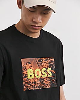 BOSS Short Sleeve Black Large Graphic Logo T-Shirt