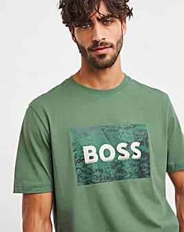 BOSS Short Sleeve Green Large Graphic Logo T-Shirt