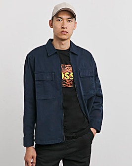 BOSS Navy Zipped Overshirt