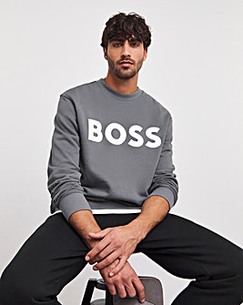 BOSS Dark Grey Large Logo Crew Sweatshirt