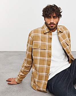 BOSS Beige Checked Overshirt