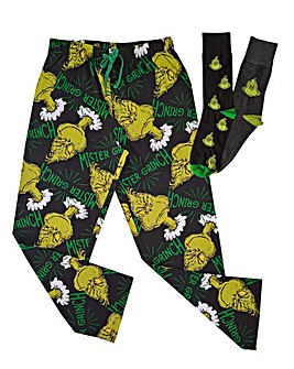 Mens Grinch Loungepant 2pk Sock
