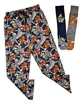 Mens Tom & Jerry Loungepant 2pk Sock
