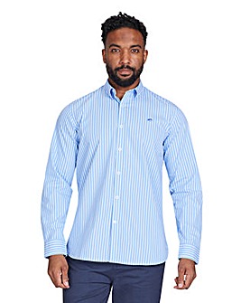 Raging Bull Long Sleeve Classic Stripe Shirt Mid Blue