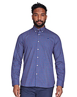 Raging Bull Long Sleeve Geo Print Shirt Navy