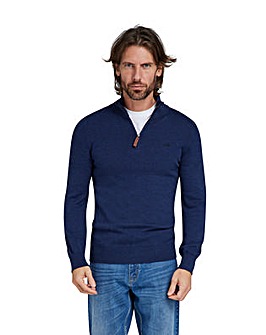 Raging Bull Classic Quarter Zip Cotton/Cashmere Knit Navy