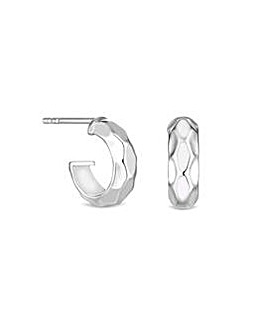 Simply Silver Sterling Silver 925 Chunky Diamond Cut Hoop Earrings