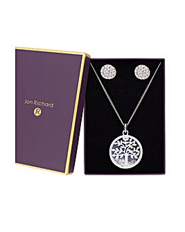 Bliss Silver Plated Round Shaker Necklace And Earring Set - Gift Boxed