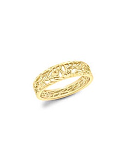 9 Carat Gold Diamond Cut Leaves Ring