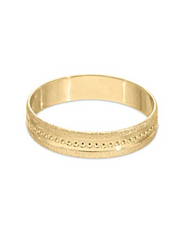 Ladies 9 Carat Gold  Pitted Detail Wedding Ring