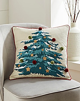 Pom Pom Christmas Tree Cushion