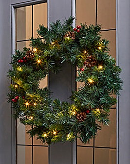 Pre-lit Berry & Cone Wreath