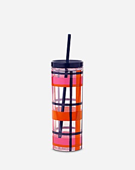 Kate Spade NY Spring Plaid Tumbler with Straw