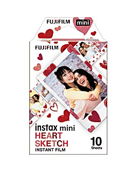 Fujifilm Instax Mini Instant Photo Film - Heart Sketch, 10 Shot Pack