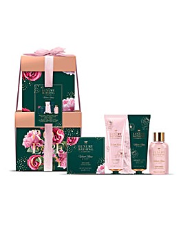 The Luxury Bathing Company Velvet Rose & Peony Stack Set