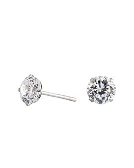 Simply Silver Sterling Silver 925 Round Cubic Zirconia Stud Earrings