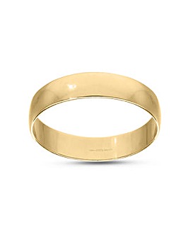 9 Carat Yellow Gold Polished D Shape 4MM Wedding Ring